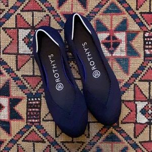 Rothy’s Navy Flats with White Trim